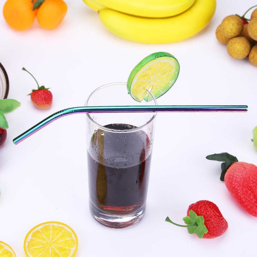 3pcs Reusable Drinking Straws Cleaner Brush Set Stainless Steel Straws(F)