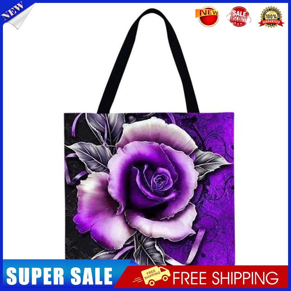 Flowers Printed Shoulder Shopping Bag Casual Large Tote Handbag (40*40cm)