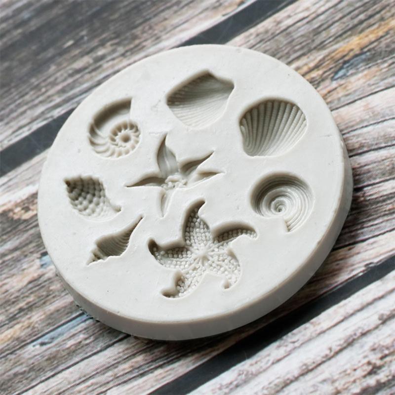 Silicone Material Fondant Moulds Starfish Conch Seashell Shapes for DIY Baking