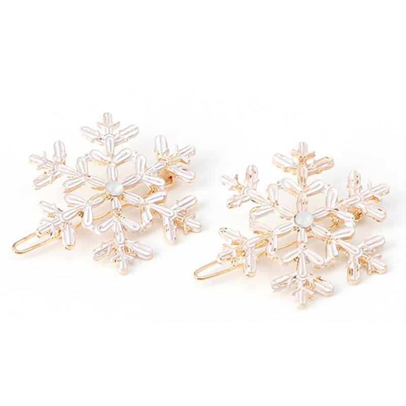 New 2Pc Snowflake Women's Crystal Rhinestone Hair Pin Clips Barrette Hairpins