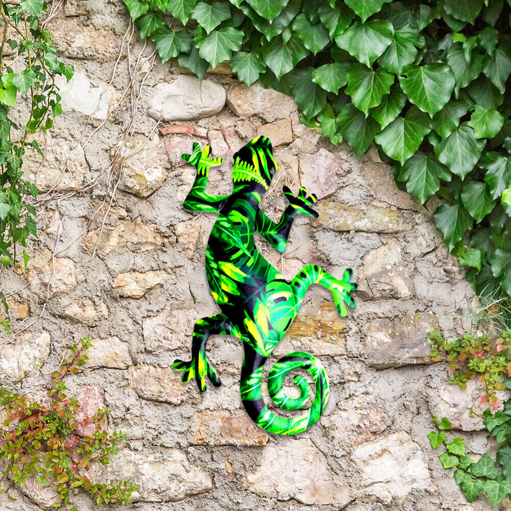Wrought Iron Animal Gecko Sculpture Garden Outdoor Wall Hanging Gecko (D)
