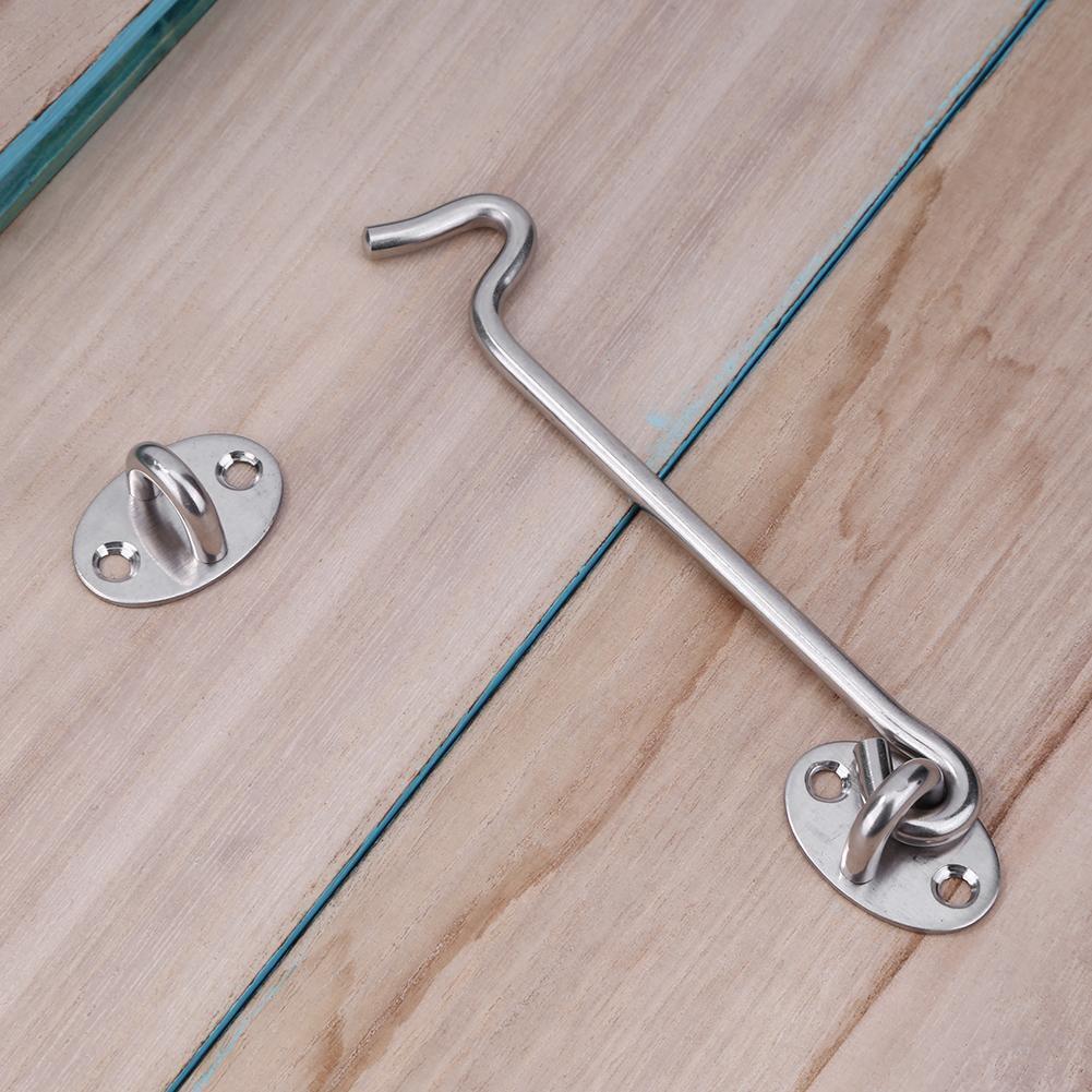 Stainless Steel Thicken Door Window Hook Safety Limit Lock with Base (6in)