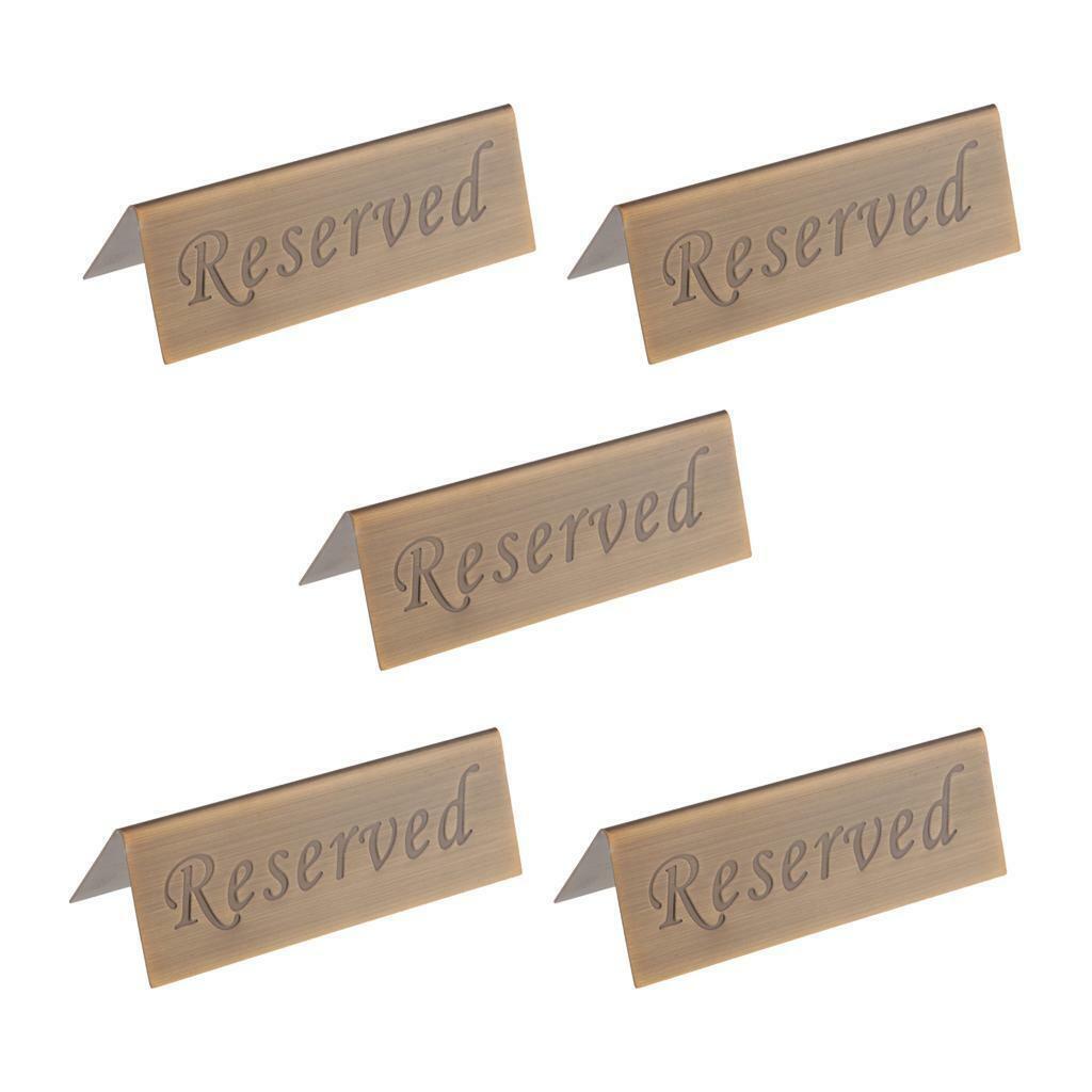 5  Reserved Desk Signs Card for Wedding Bronze 12x4cm Etched Design