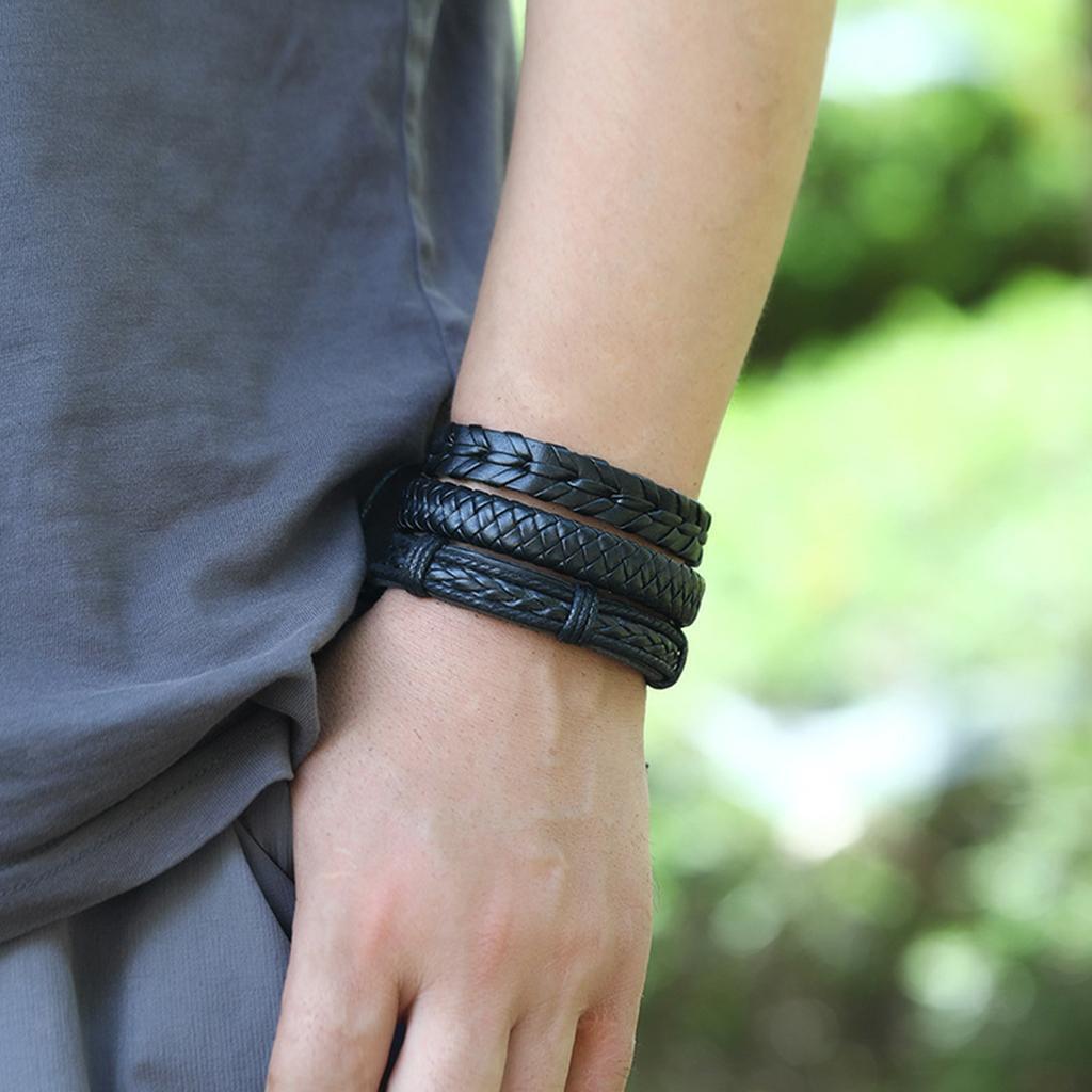 10 Pieces Braided Leather Bracelet Gift Punk Rock for  Friendship