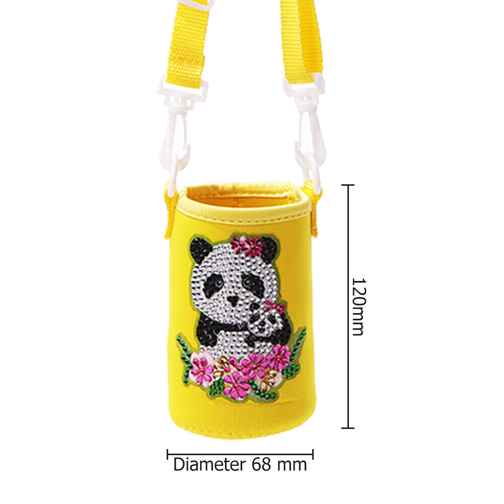 Round Messenger Strap Water Bottle Insulated Protective Bag (Yellow Panda)
