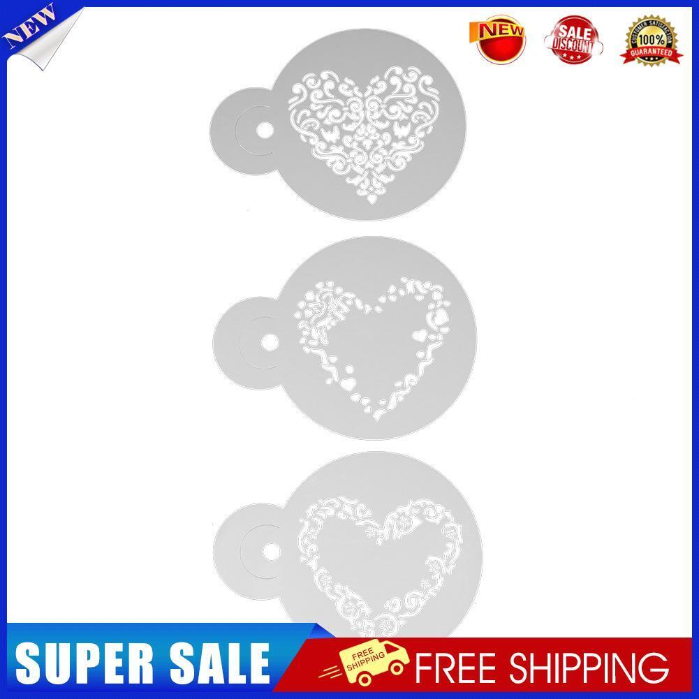 3pcs Love Heart Shape Cake Stencil Set Cake Cookie Stencil Cake Decoration
