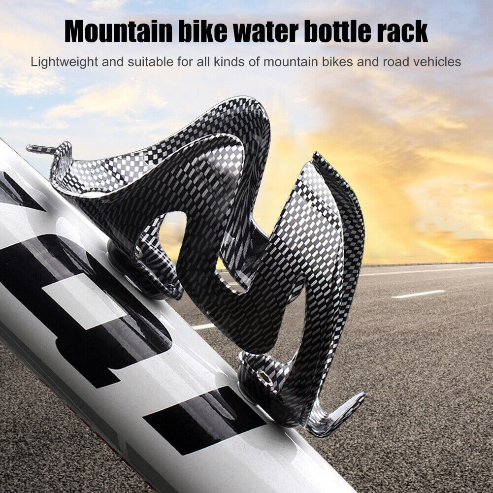 Bike Water Bottle Cage Carbon Fiber Texture Water Bottle Holder + 2 Screws