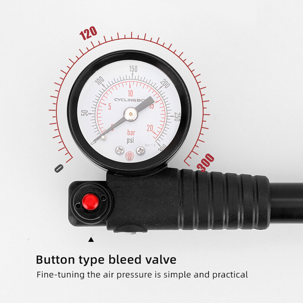 CYCLINGBOX 300PSI High Pressure Portable Bike Pump American/Presta Valve