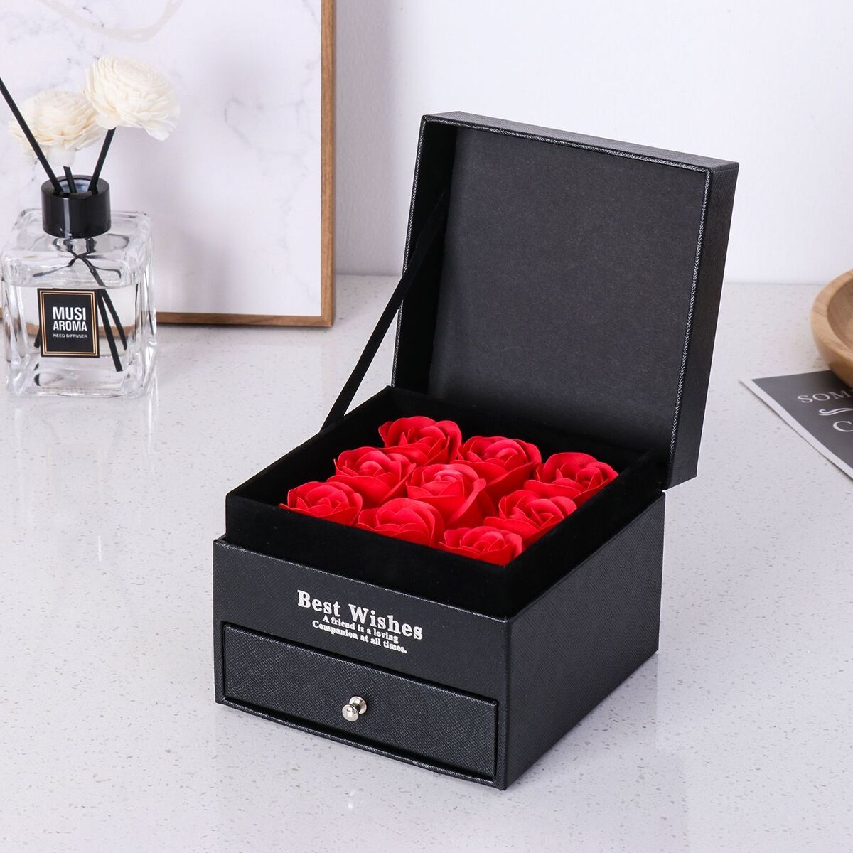 Gift Flower Gift Box Handmade with Projection Necklace Eternal Preserved Rose