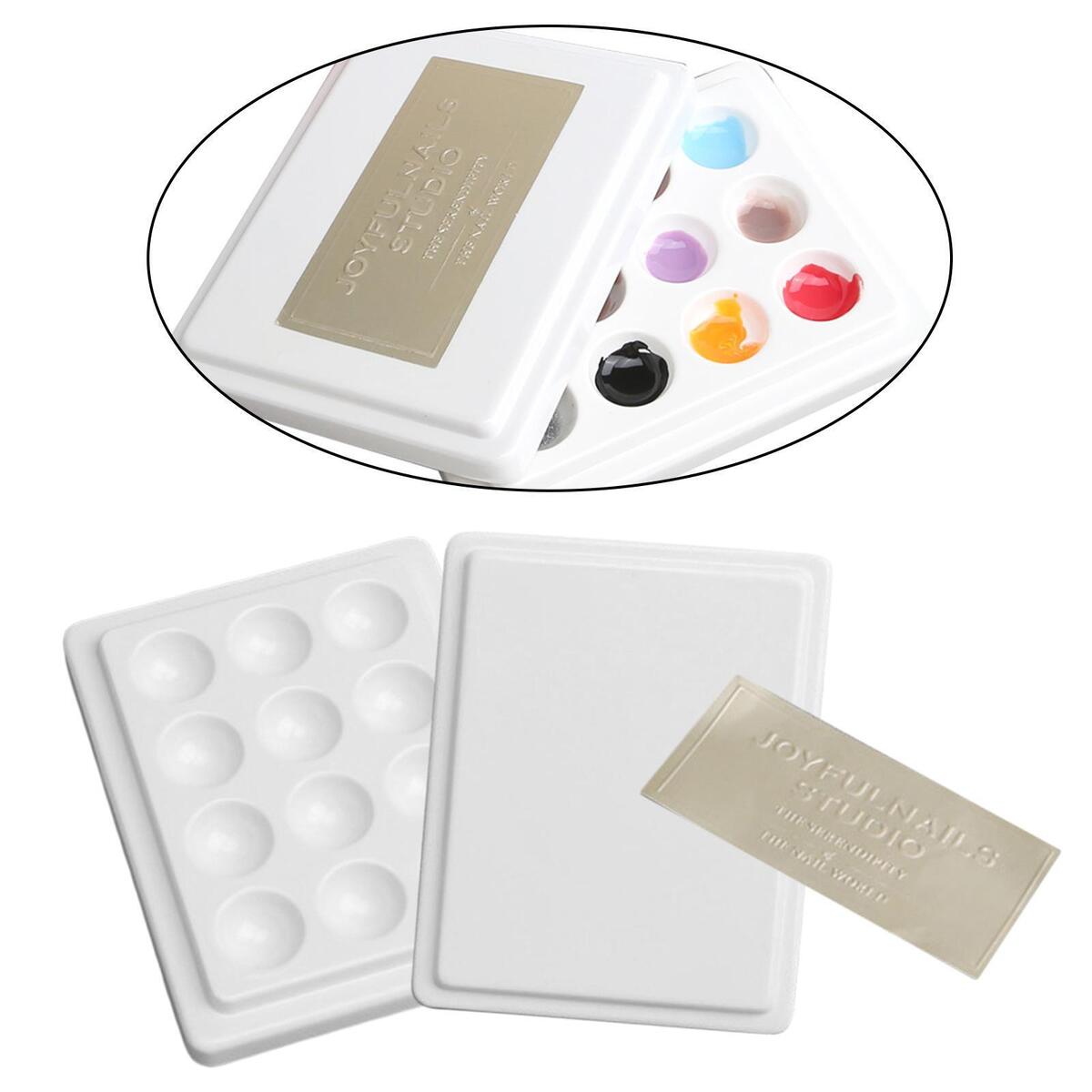 Fityle 24-Well Ceramic Gouache Watercolor Paint Palette with Cover Coloring