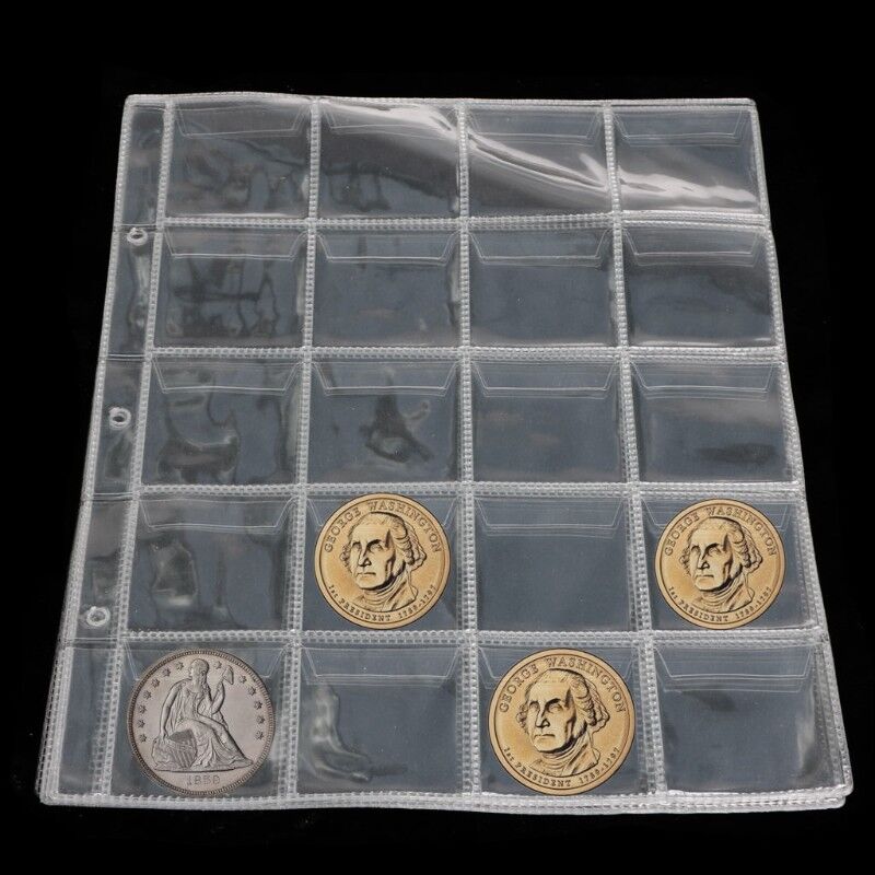 Album Pages 20 Pockets Money Coin Holder Storage Case Note Currency Collection