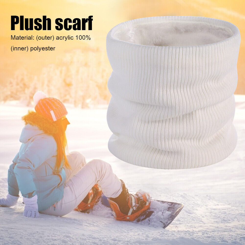 Winter Warm Double-Layer Scarf Neck Cover Solid Color for Women Men (White)