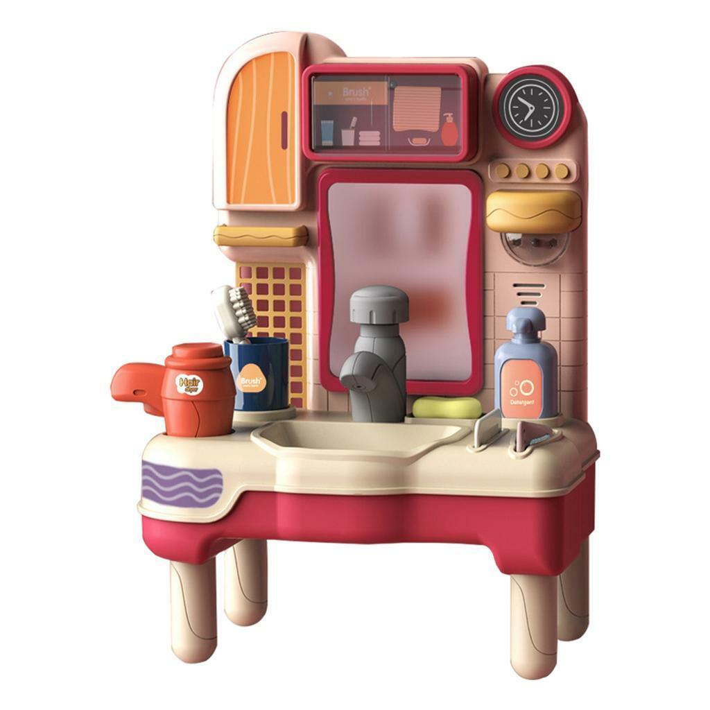 2pcs Play Bathroom  with  Basin Vanity Sink  Children