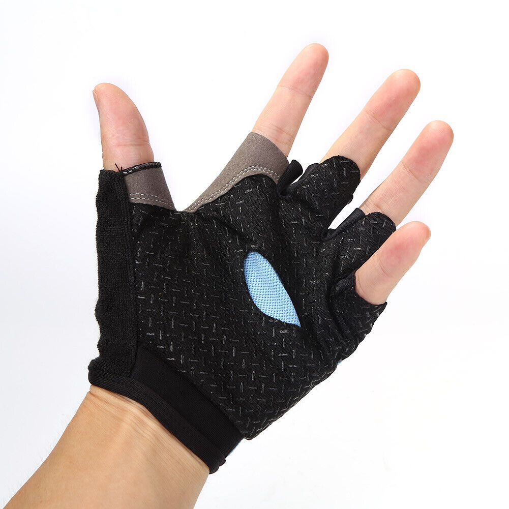 Cycling Non-Slip Half Finger Gloves Breathable Sport Glove (Light Blue XL)