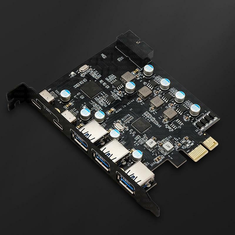 Pcie to Usb3.0 Type C Adapter Expansion Card 3xUSB + 2x Type C with 19Pin Power