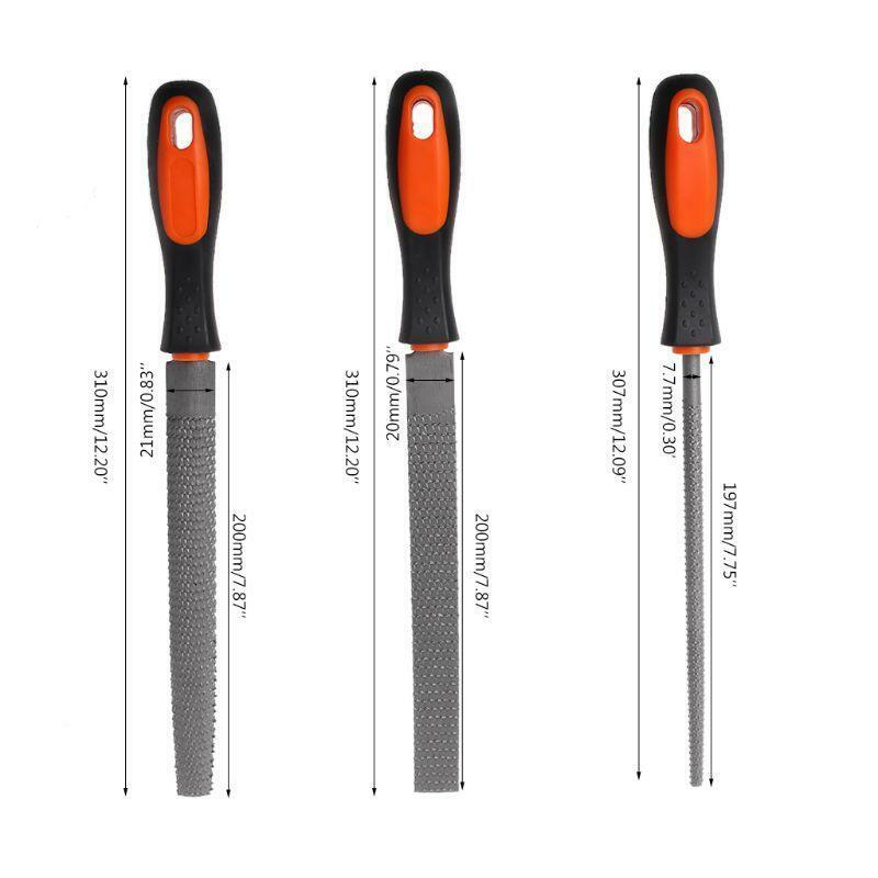 3Pcs/Set Wood Rasp Steel File Carving Flat Round Semi-circular Shape Metal File