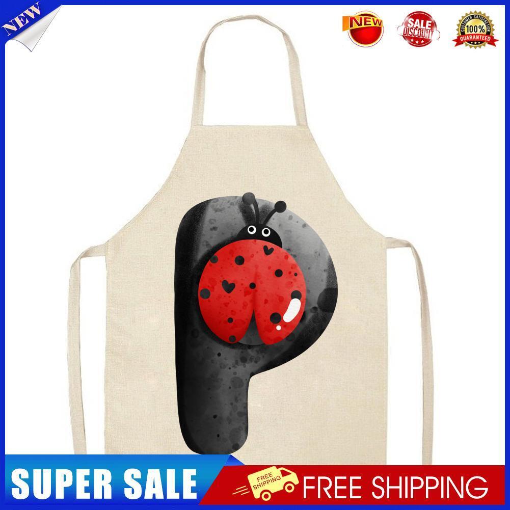 Insect P Print Apron Linen Waterproof Cooking Bibs Home Pinafore (68x55cm)