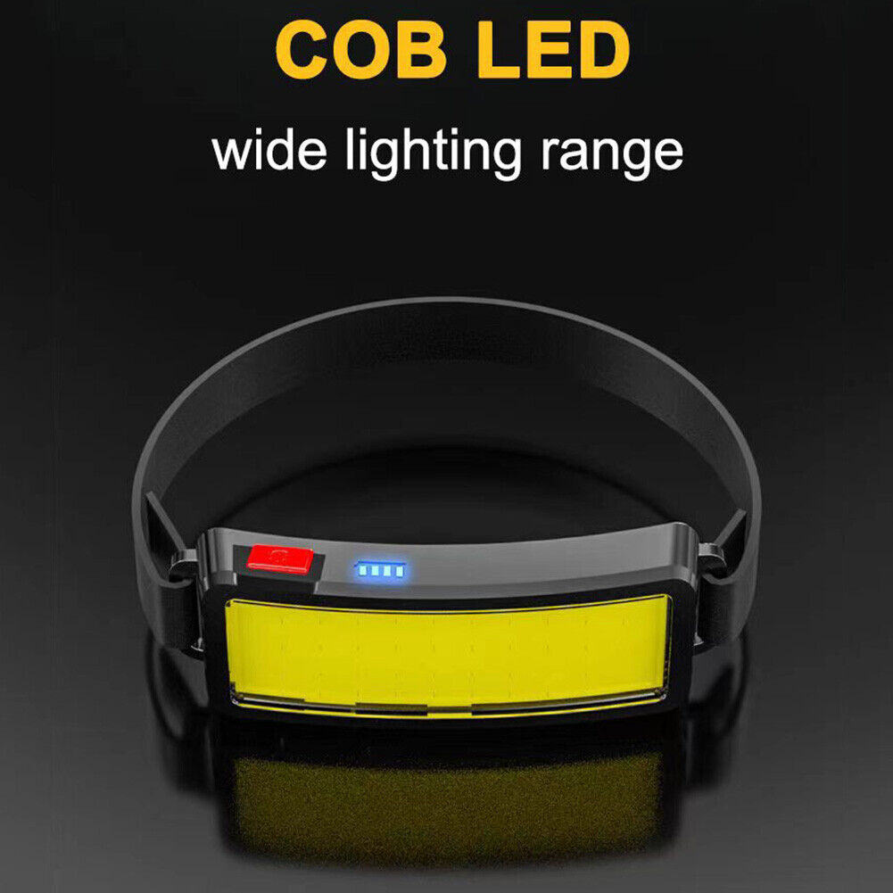 Portable LED Headlamp COB USB Rechargeable Headlight Built-in Battery Torch