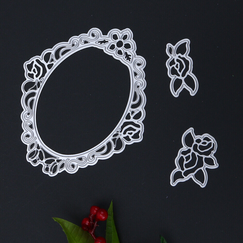 Mirror Film Rose DIY Puzzle Metal Scrapbook Embossing Cutting Die Stencils-