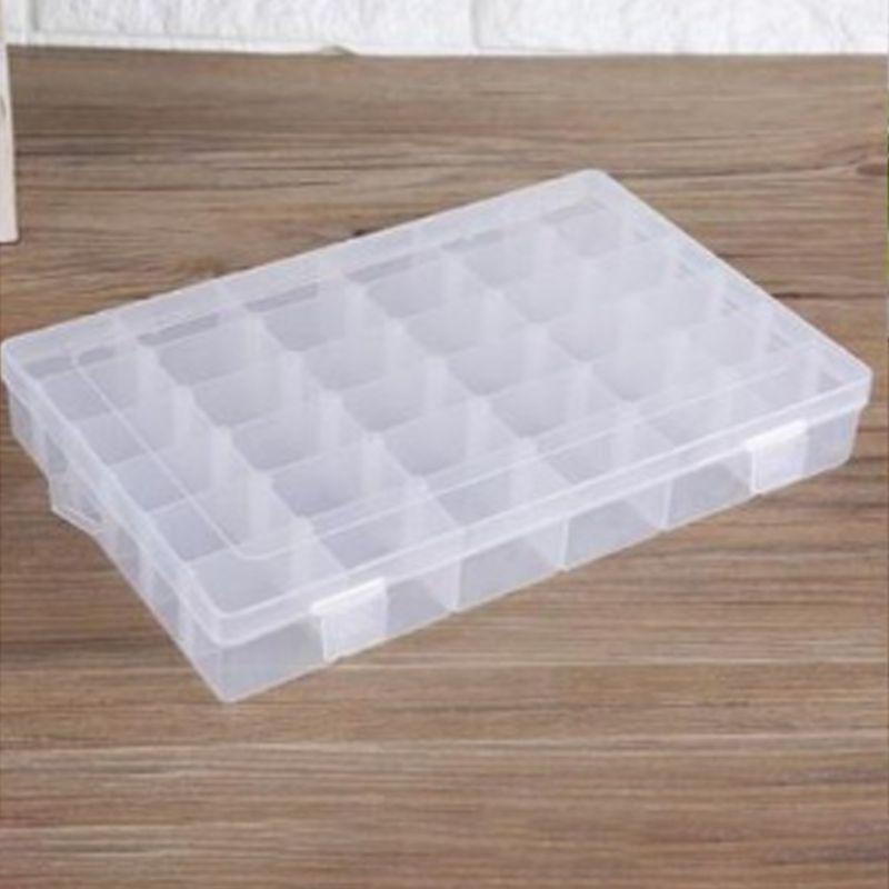 36 Grid Plastic Storage Jewelry Box Organizer Container with Adjustable Dividers
