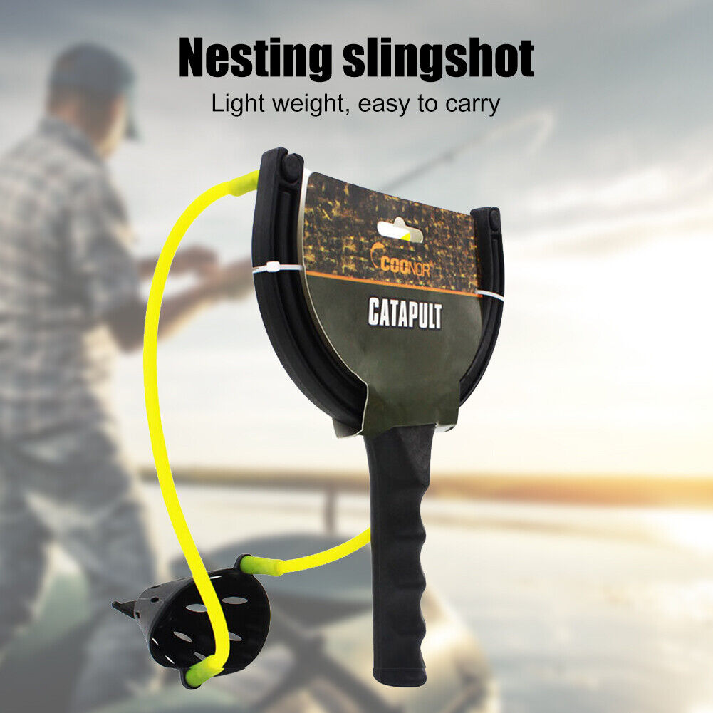 Elastic Powerful Catapult Food Bag Fishing Bait Nesting Slingshot Thrower