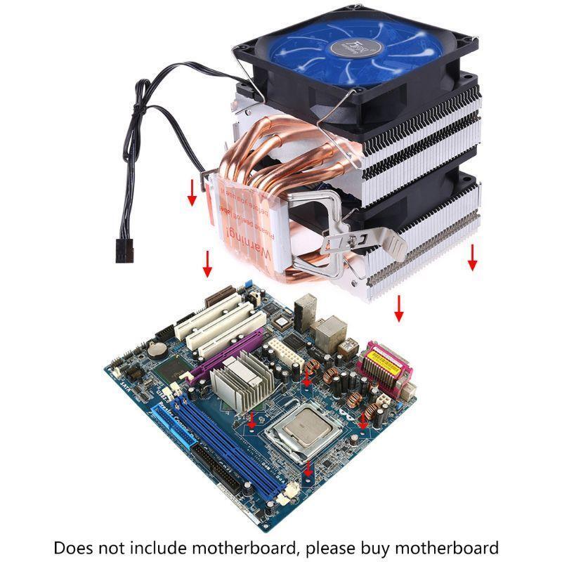 4PIN CPU Cooler 115X 1366 2011 6Heatpipe Dual-tower Cooling Fan for AMD 775/1150