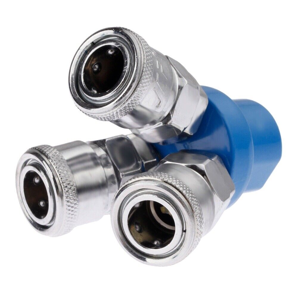 For Pneumatic Dia 1/4" NPT 3 Way Pass Female Air Pressure Coupling Hose Coupler