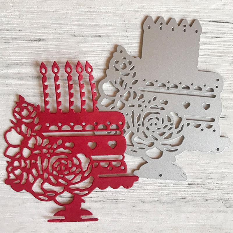 Flower Birthday Cake Metal Cutting Die Stencil DIY Scrapbooking Album Paper Card