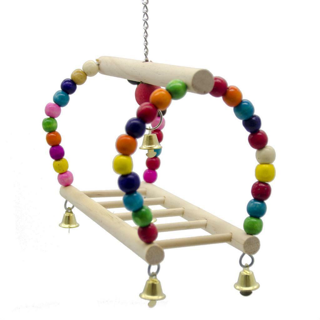 Parrots Cage Hanging Swing  Ladder Stand Perch  to Large Birds