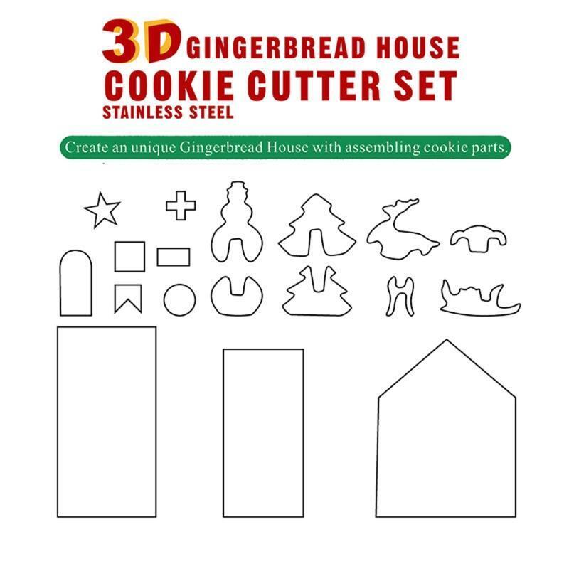 18 Pieces Cartoon Cake Mold Baking Utensils Stainless Steel Gingerbread House
