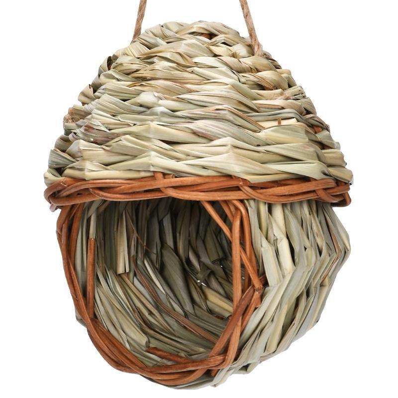 Breathable Bird Hut Hand-Woven Grass Wren Nest Eco-friendly for Sparrow Roosting
