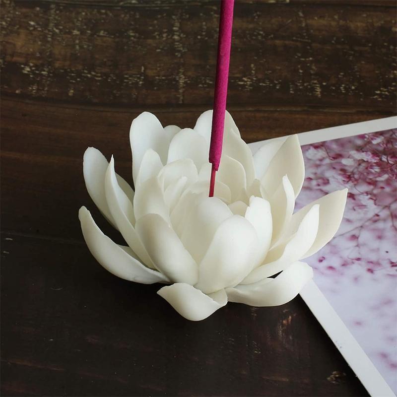 White Lotus Incense Burner Stick Holder for Yoga Studio Home Decoration Censer