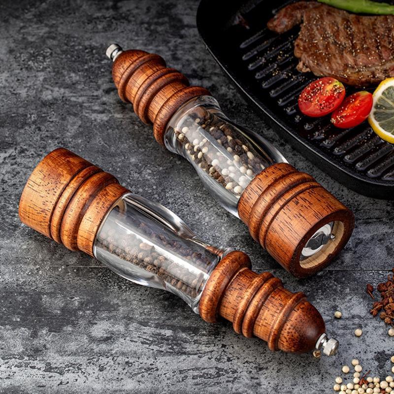 Wooden Spice Pepper Grinder Acrylic Salt Pepper Mill Wood Pepper Mill Grinder