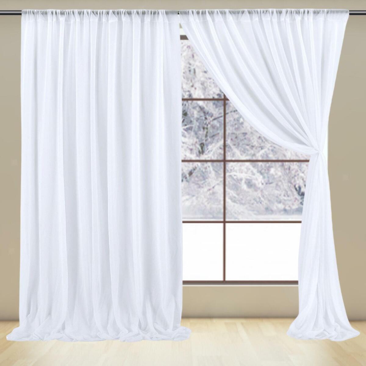 1.5x2.15M White Curtain Backdrop Panels Background Decoration for Party