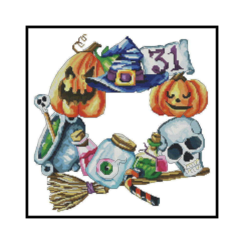Partial Cross Stitch DIY 14CT Counted Halloween Imp Wall Artwork Craft Kit Decor