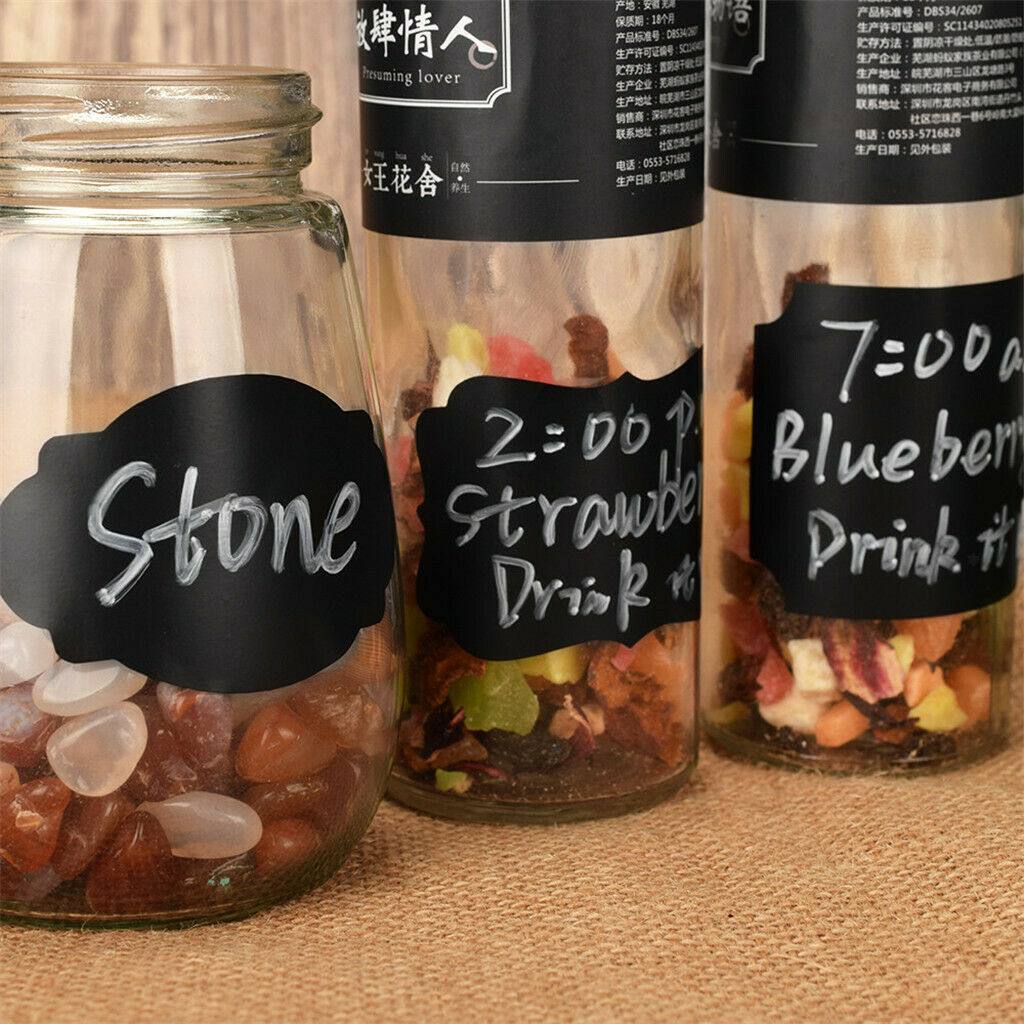 60x Blackboard Chalk Board Stickers Kitchen Jar Tags Removable Pantry Labels