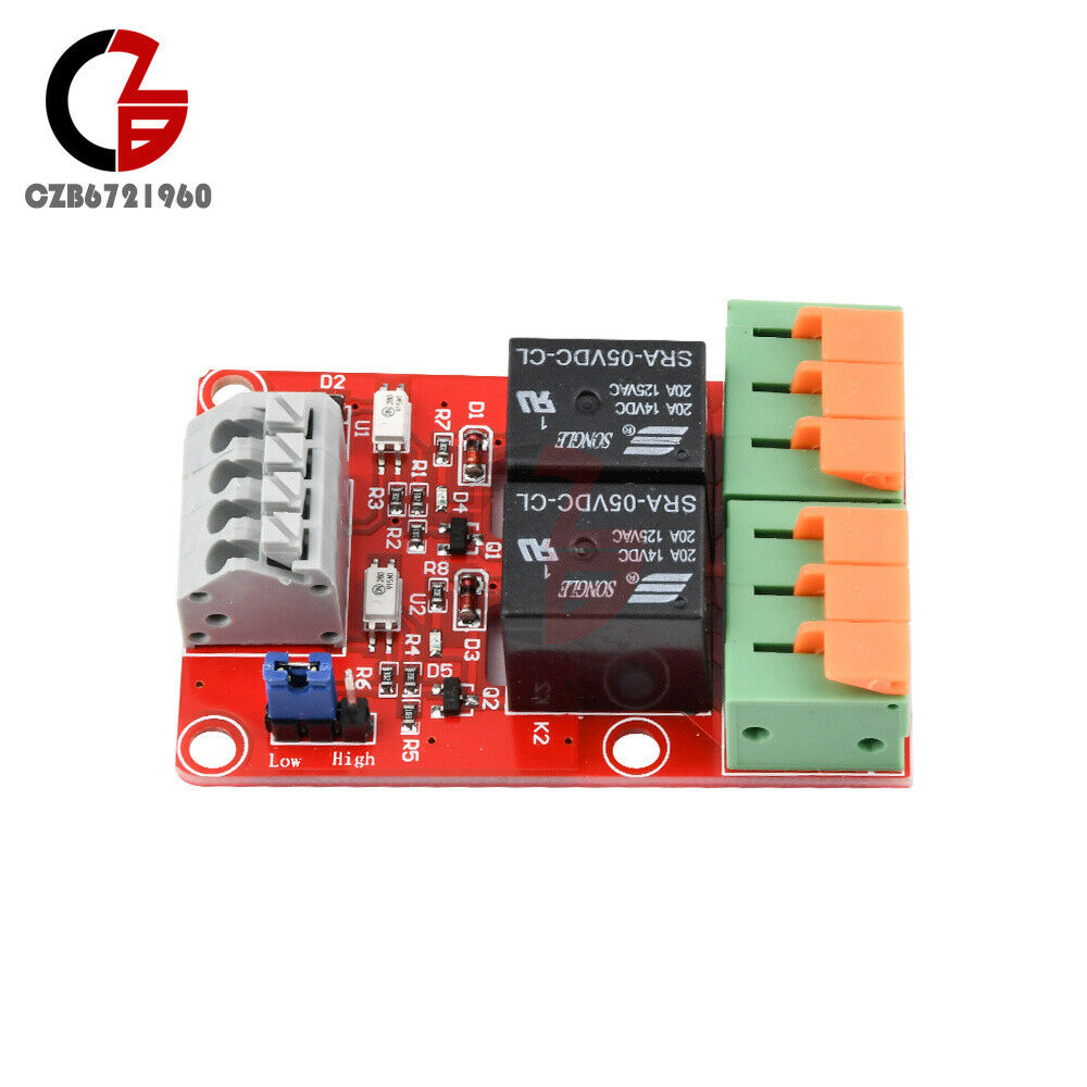New 5V 20A 2 Channel Relay Control Module Support High And Low Voltage Trigger