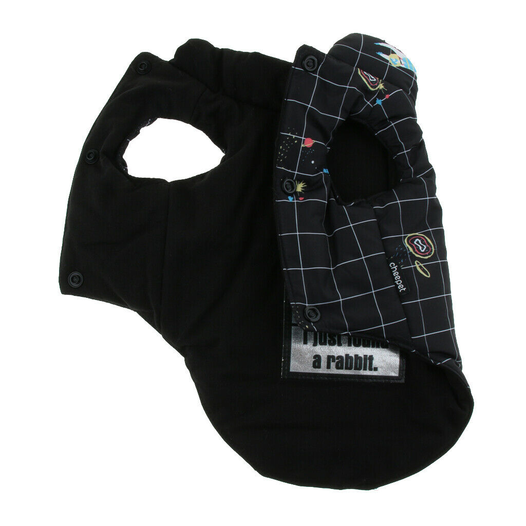 Pet Small Dog Teddy Double-sided Waterproof Cotton Vest Jacket Coat Black M