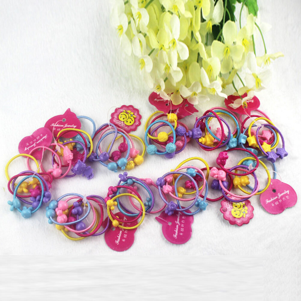 New 50Pcs Cartoon Animal Elastic Hair Band Rope Ponytail Holder For Kids GirlDD
