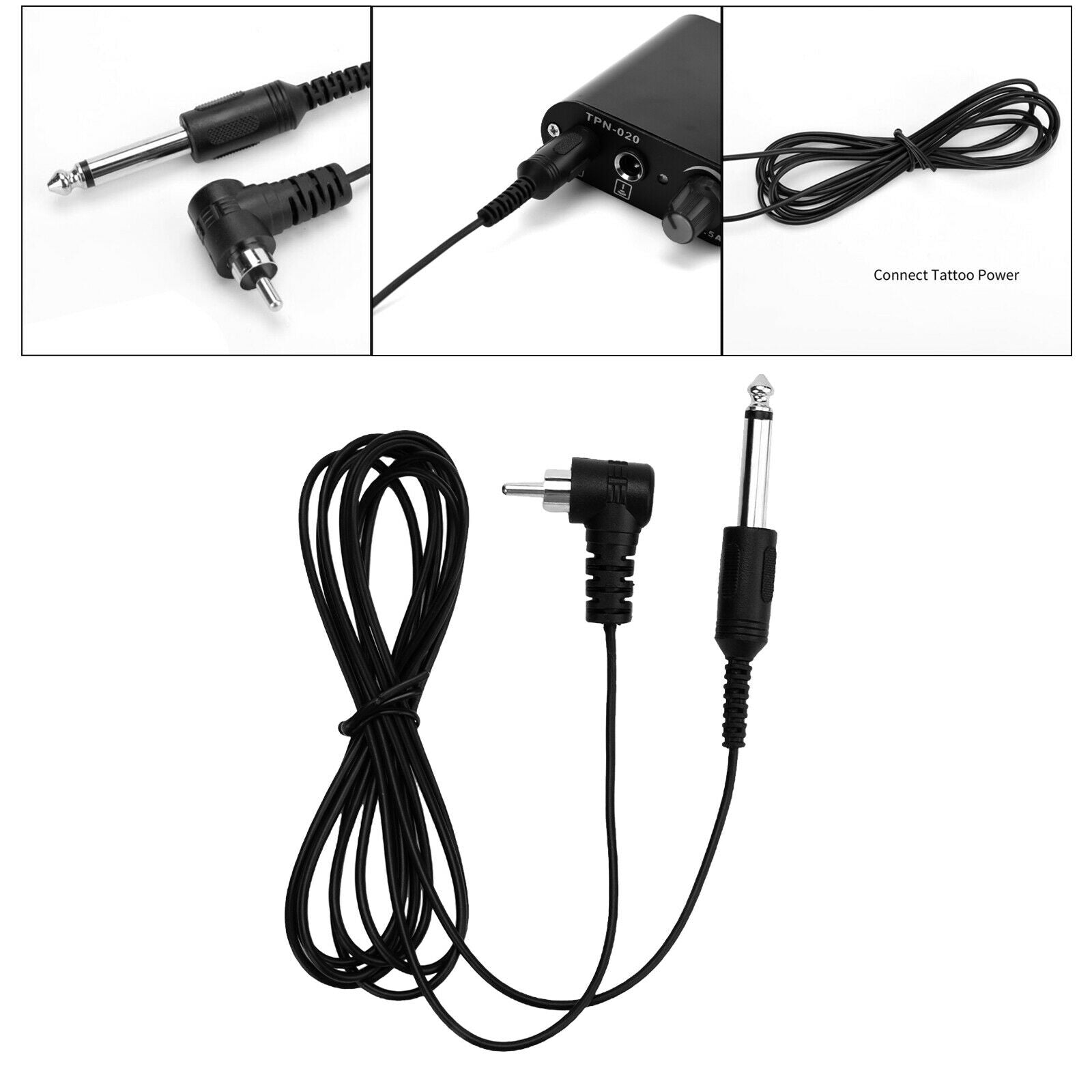 High Quality 6.3ft Tattoo Power Supply Soft Silicone RCA Clip Cord Connector for