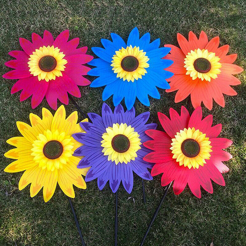 Double Layer Sunflower Windmill Wind Spinner Kids Toys Yard Garden Decora.l8