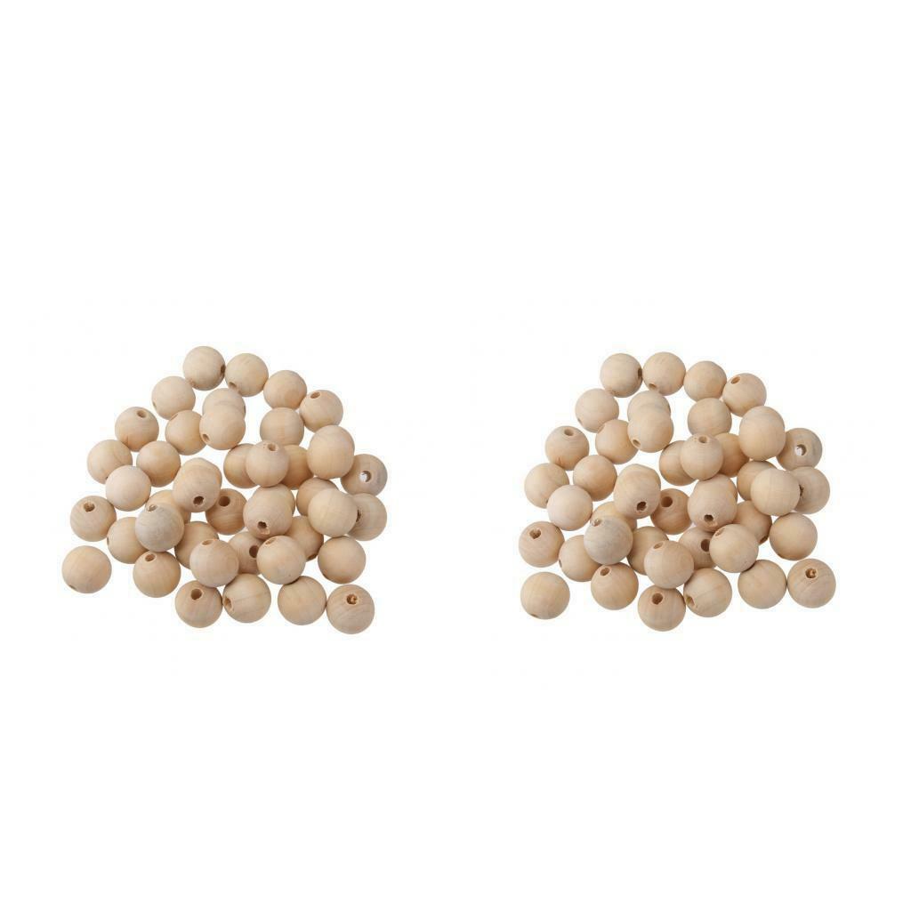 50 Pieces Wooden Craft Beads Round Ball Wood Beads Jewelry Making 1.0cm