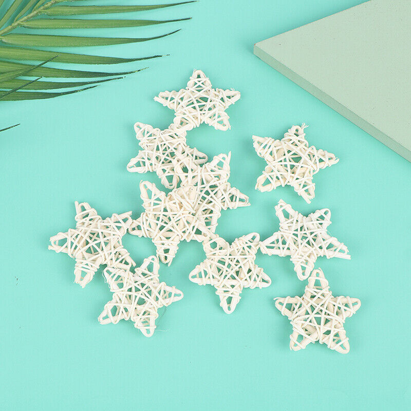 10Pcs DIY Indonesian Vine White Rattan Star Christmas Decoration Woven Wrea DF