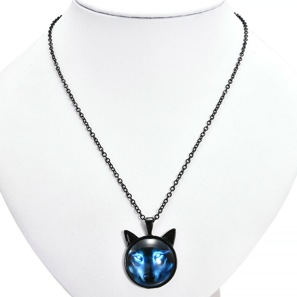 Retro Nordic Wiccan Wolf Necklace Wiccan Wolf Pendant Jewelry Necklace black