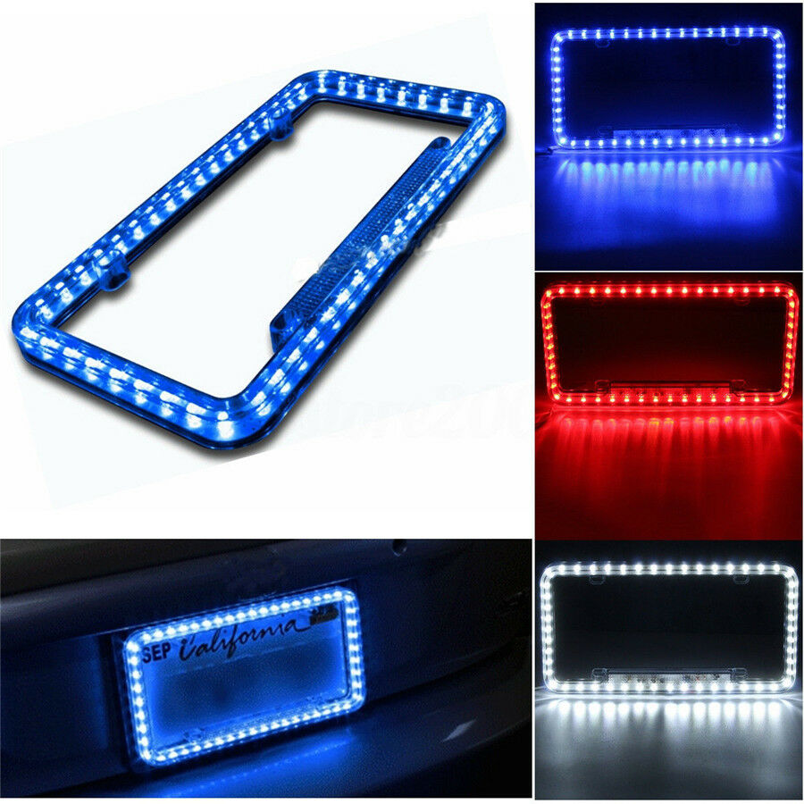 Universal 12V 54LED Red Light Acrylic Plastic Car Rear License Plate Cover Frame