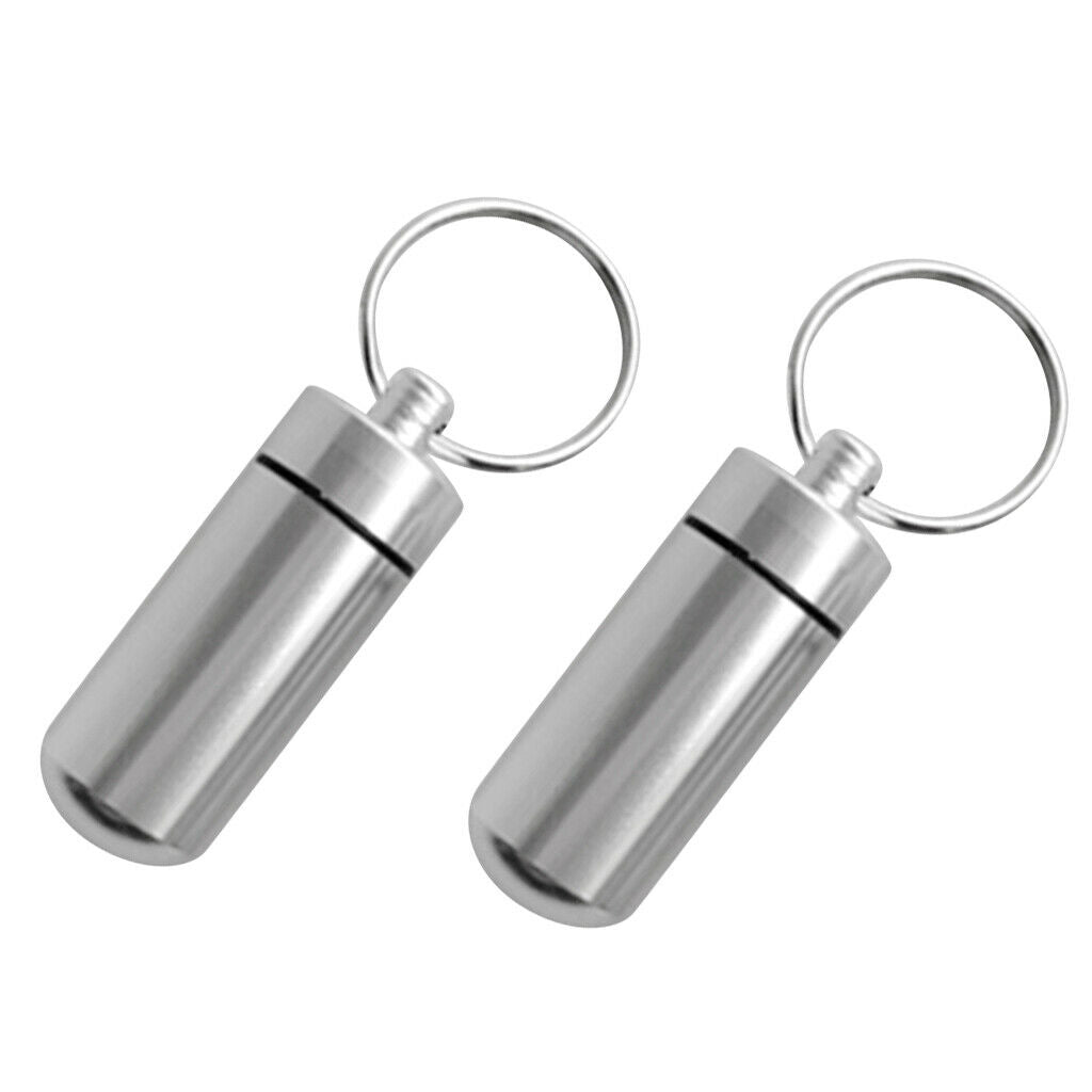 4pcs Aluminium Alloy Pill Waterproof Key Ring Container Multi-purpose 48x17mm