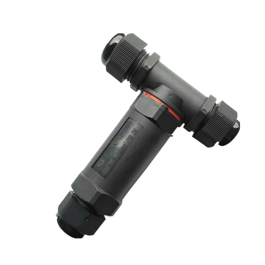3-Way 3 Pin T Shape IP68 Waterproof Connector Screw Joiner 20A