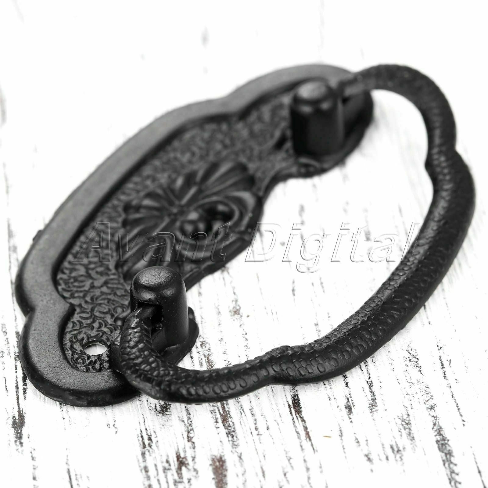 Hot Black Door Pull Ring Handle Cabinet Wardrobe Cupboard Drawer Knob & Screws