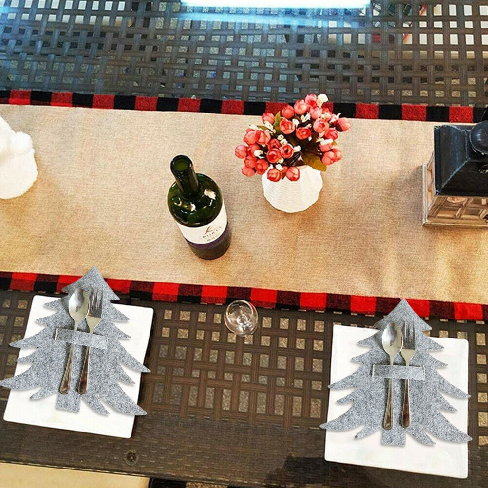 4Pcs Christmas Tree Cutlery Holder Felt Christmas Cutlery Bag Table Decorations