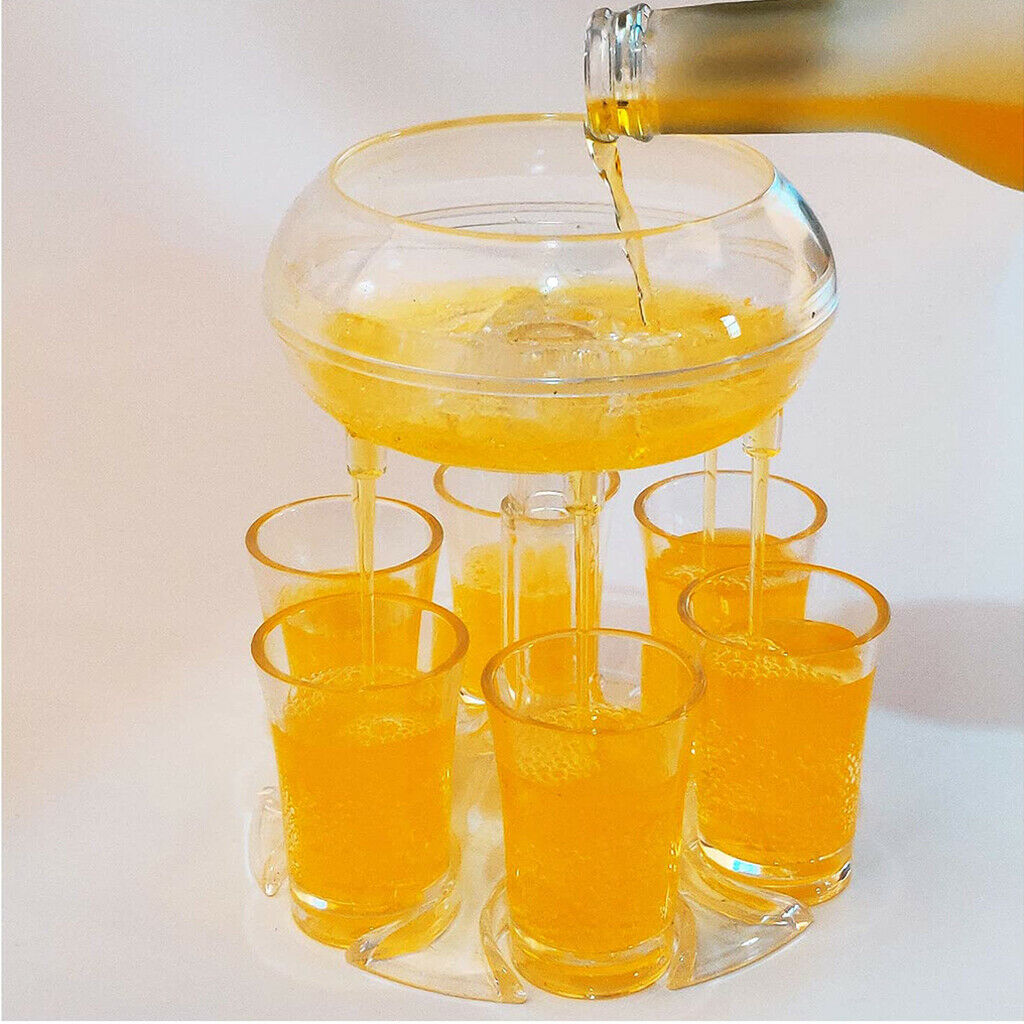 6 Shot Glass Dispenser Holder Drinking Liquor Set Shot Glass